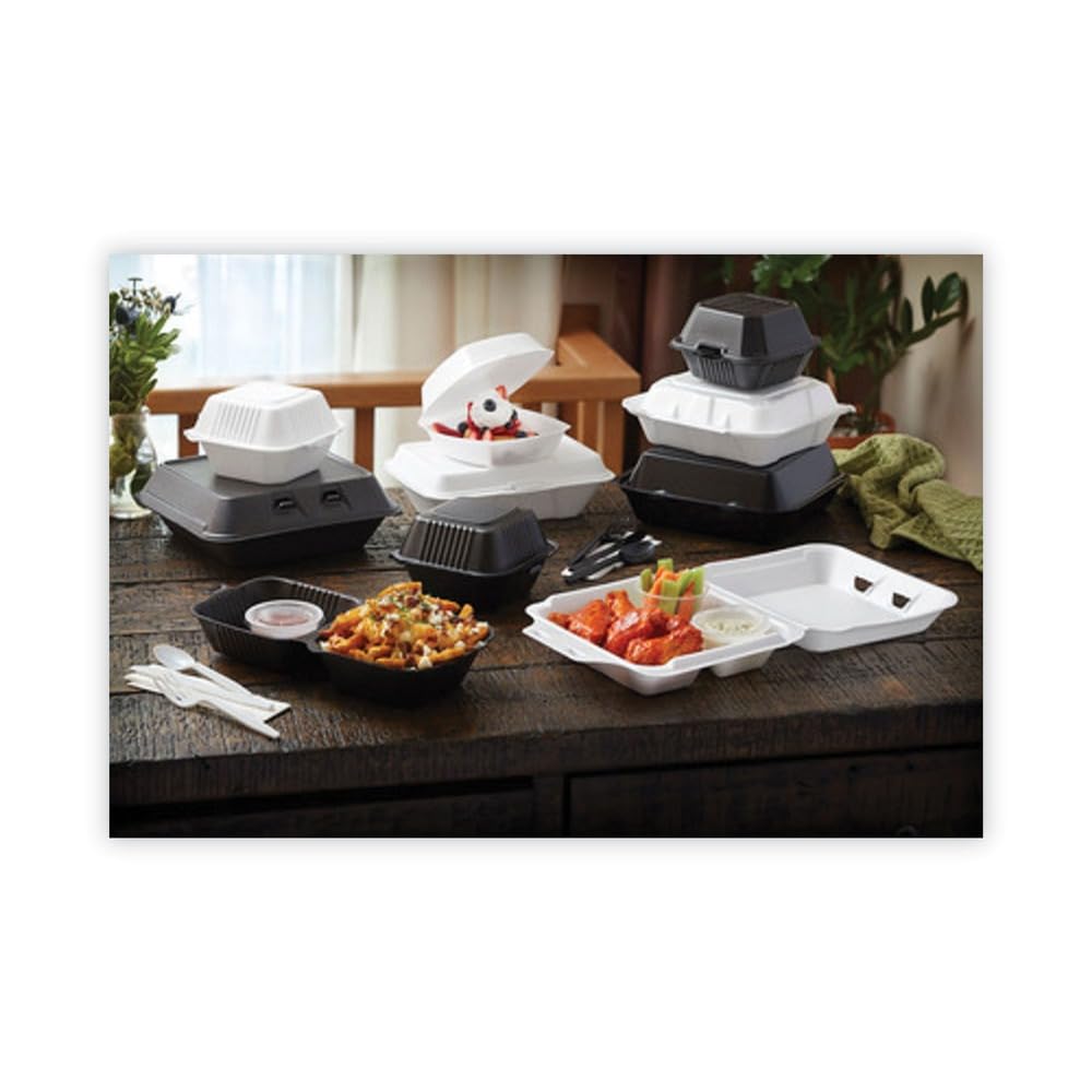 Amazon.com: YTD199010000 Pactiv 9x9x3.5 White Foam Hinged Dual Tab